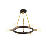 Metal Loop Chandelier Pendant Light Minimalist 7/9-Head Black and Gold Hanging Ceiling Lamp for Bedroom Clearhalo 'Ceiling Lights' 'Chandeliers' 'Modern Chandeliers' 'Modern' Lighting' 702828