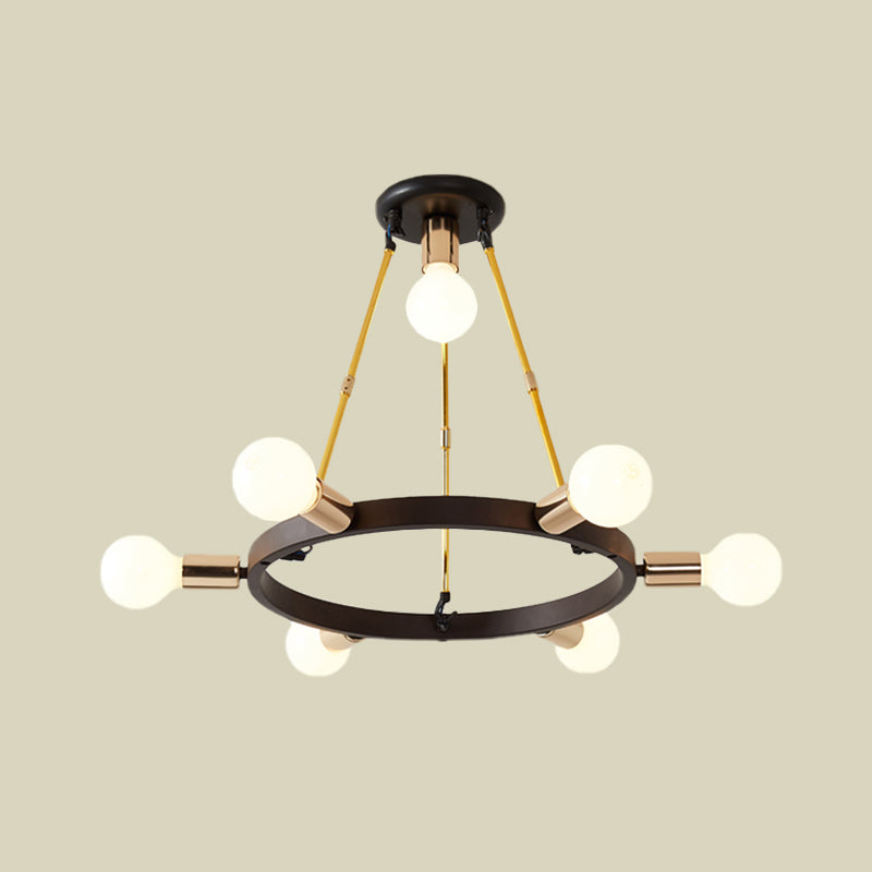 Metal Loop Chandelier Pendant Light Minimalist 7/9-Head Black and Gold Hanging Ceiling Lamp for Bedroom Clearhalo 'Ceiling Lights' 'Chandeliers' 'Modern Chandeliers' 'Modern' Lighting' 702829