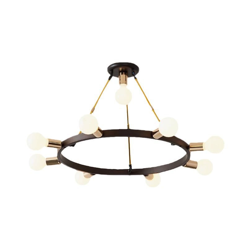 Metal Loop Chandelier Pendant Light Minimalist 7/9-Head Black and Gold Hanging Ceiling Lamp for Bedroom Clearhalo 'Ceiling Lights' 'Chandeliers' 'Modern Chandeliers' 'Modern' Lighting' 702833