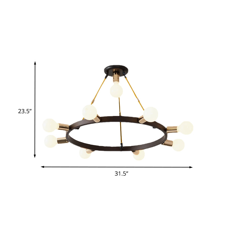 Metal Loop Chandelier Pendant Light Minimalist 7/9-Head Black and Gold Hanging Ceiling Lamp for Bedroom Clearhalo 'Ceiling Lights' 'Chandeliers' 'Modern Chandeliers' 'Modern' Lighting' 702834