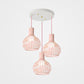 3 Bulbs Ceiling Lighting with Wire Dome Shade Metal Industrial Dining Room Hanging Light in Grey/Pink Pink Round Clearhalo 'Ceiling Lights' 'Modern Pendants' 'Modern' 'Pendant Lights' 'Pendants' Lighting' 70295