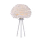 Modernist Feather Table Light Fabric 1-Light Bedside Nightstand Lamp in White with Tripod Base Clearhalo 'Lamps' 'Table Lamps' Lighting' 702952