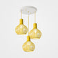 3 Bulbs Ceiling Lighting with Wire Dome Shade Metal Industrial Dining Room Hanging Light in Grey/Pink Yellow Round Clearhalo 'Ceiling Lights' 'Modern Pendants' 'Modern' 'Pendant Lights' 'Pendants' Lighting' 70297