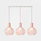 3 Bulbs Ceiling Lighting with Wire Dome Shade Metal Industrial Dining Room Hanging Light in Grey/Pink Pink Linear Clearhalo 'Ceiling Lights' 'Modern Pendants' 'Modern' 'Pendant Lights' 'Pendants' Lighting' 70300