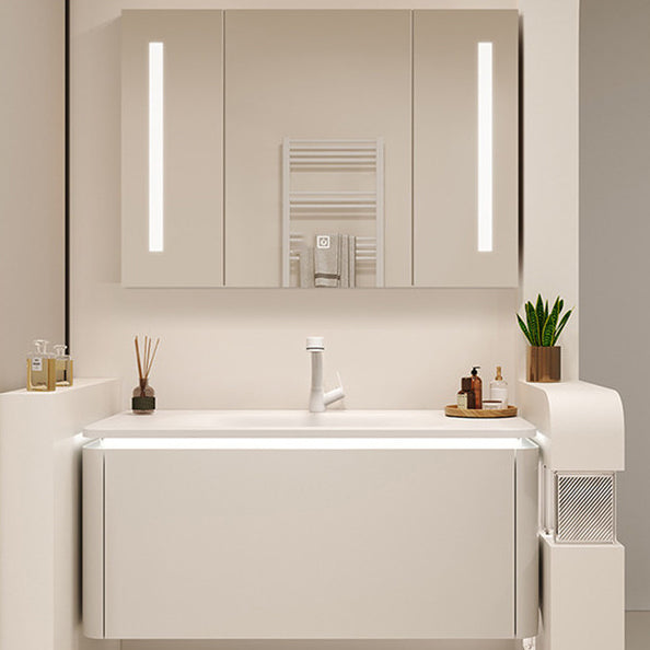 White Rectangular Vanity Single Sink Wall Mounted Wood Frame Bathroom Vanity with Mirror Clearhalo 'Bathroom Remodel & Bathroom Fixtures' 'Bathroom Vanities' 'bathroom_vanities' 'Home Improvement' 'home_improvement' 'home_improvement_bathroom_vanities' 7031336