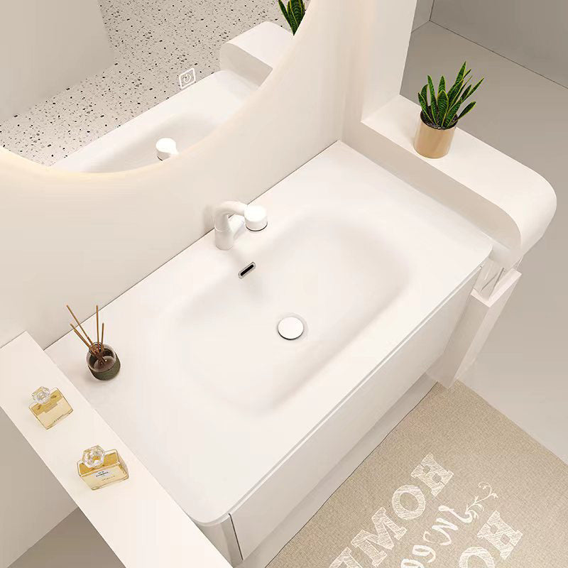 White Rectangular Vanity Single Sink Wall Mounted Wood Frame Bathroom Vanity with Mirror Clearhalo 'Bathroom Remodel & Bathroom Fixtures' 'Bathroom Vanities' 'bathroom_vanities' 'Home Improvement' 'home_improvement' 'home_improvement_bathroom_vanities' 7031344