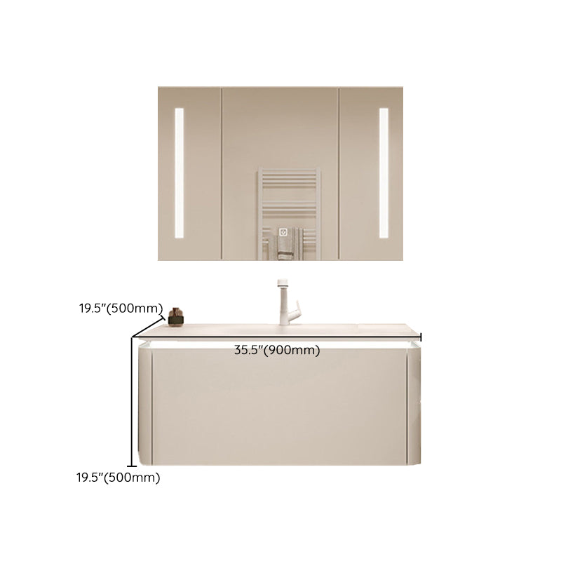 White Rectangular Vanity Single Sink Wall Mounted Wood Frame Bathroom Vanity with Mirror Clearhalo 'Bathroom Remodel & Bathroom Fixtures' 'Bathroom Vanities' 'bathroom_vanities' 'Home Improvement' 'home_improvement' 'home_improvement_bathroom_vanities' 7031349