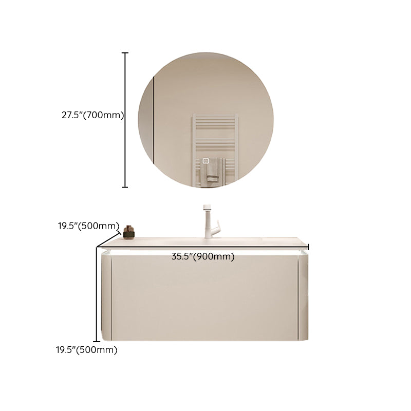 White Rectangular Vanity Single Sink Wall Mounted Wood Frame Bathroom Vanity with Mirror Clearhalo 'Bathroom Remodel & Bathroom Fixtures' 'Bathroom Vanities' 'bathroom_vanities' 'Home Improvement' 'home_improvement' 'home_improvement_bathroom_vanities' 7031355