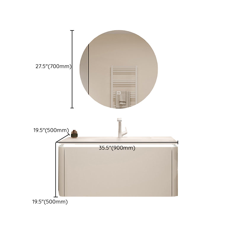 White Rectangular Vanity Single Sink Wall Mounted Wood Frame Bathroom Vanity with Mirror Clearhalo 'Bathroom Remodel & Bathroom Fixtures' 'Bathroom Vanities' 'bathroom_vanities' 'Home Improvement' 'home_improvement' 'home_improvement_bathroom_vanities' 7031355