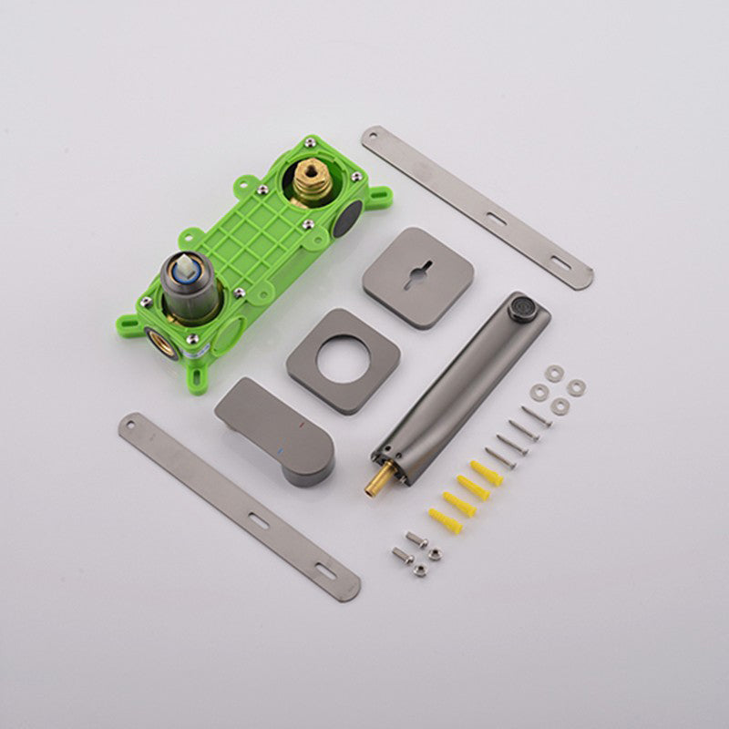 Metal Wall Mounted Bathroom Faucet Modern Widespread Sink Faucet Clearhalo 'Bathroom Remodel & Bathroom Fixtures' 'Bathroom Sink Faucets' 'Bathroom Sinks & Faucet Components' 'bathroom_sink_faucets' 'Home Improvement' 'home_improvement' 'home_improvement_bathroom_sink_faucets' 7031435