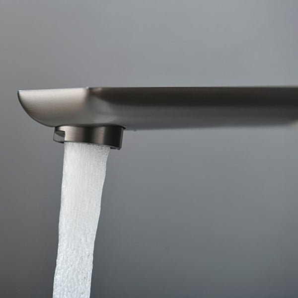 Metal Wall Mounted Bathroom Faucet Modern Widespread Sink Faucet Clearhalo 'Bathroom Remodel & Bathroom Fixtures' 'Bathroom Sink Faucets' 'Bathroom Sinks & Faucet Components' 'bathroom_sink_faucets' 'Home Improvement' 'home_improvement' 'home_improvement_bathroom_sink_faucets' 7031438