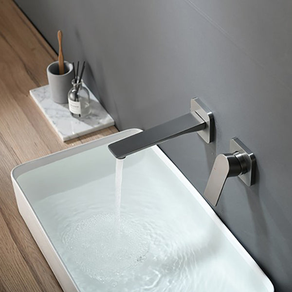 Metal Wall Mounted Bathroom Faucet Modern Widespread Sink Faucet Clearhalo 'Bathroom Remodel & Bathroom Fixtures' 'Bathroom Sink Faucets' 'Bathroom Sinks & Faucet Components' 'bathroom_sink_faucets' 'Home Improvement' 'home_improvement' 'home_improvement_bathroom_sink_faucets' 7031441