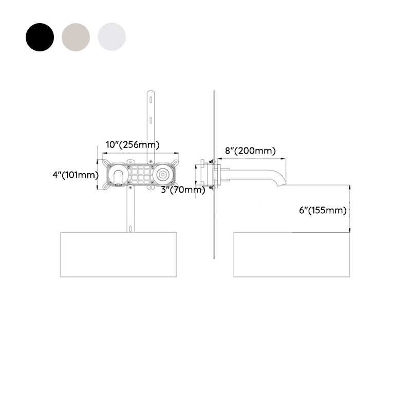 Metal Wall Mounted Bathroom Faucet Modern Widespread Sink Faucet Clearhalo 'Bathroom Remodel & Bathroom Fixtures' 'Bathroom Sink Faucets' 'Bathroom Sinks & Faucet Components' 'bathroom_sink_faucets' 'Home Improvement' 'home_improvement' 'home_improvement_bathroom_sink_faucets' 7031442