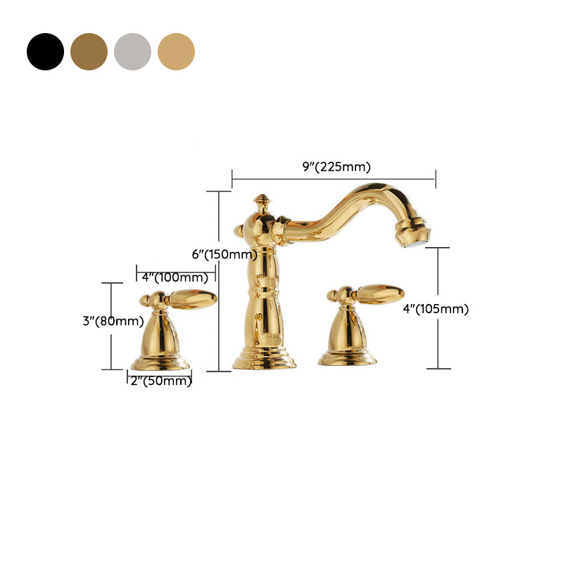 European Style Widespread Basin Faucet Brass 2 Handle Bathroom Vessel Faucet with Hoses Clearhalo 'Bathroom Remodel & Bathroom Fixtures' 'Bathroom Sink Faucets' 'Bathroom Sinks & Faucet Components' 'bathroom_sink_faucets' 'Home Improvement' 'home_improvement' 'home_improvement_bathroom_sink_faucets' 7031494