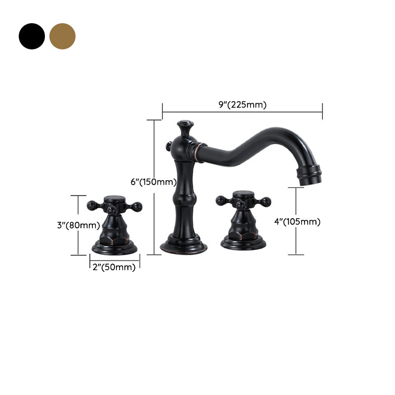 European Style Widespread Basin Faucet Brass 2 Handle Bathroom Vessel Faucet with Hoses Clearhalo 'Bathroom Remodel & Bathroom Fixtures' 'Bathroom Sink Faucets' 'Bathroom Sinks & Faucet Components' 'bathroom_sink_faucets' 'Home Improvement' 'home_improvement' 'home_improvement_bathroom_sink_faucets' 7031495