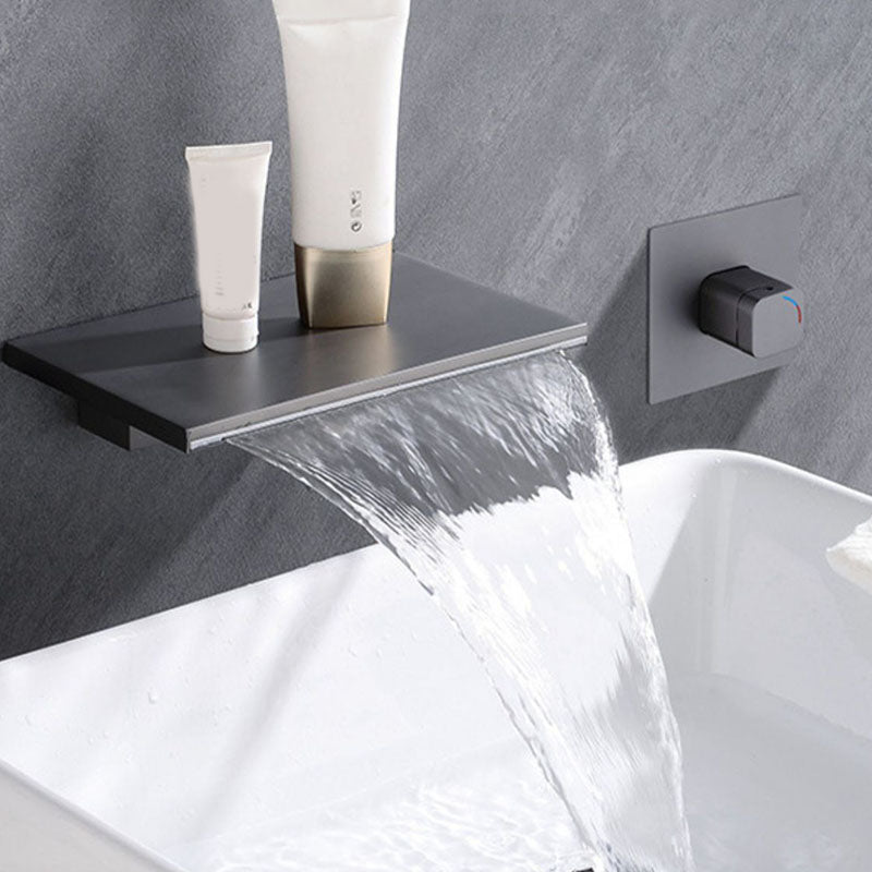 Wall Mounted Metal Freestanding Tub Filler Waterfall Freestanding Faucet Clearhalo 'Bathroom Remodel & Bathroom Fixtures' 'Bathtub Faucets' 'bathtub_faucets' 'Home Improvement' 'home_improvement' 'home_improvement_bathtub_faucets' 7031712