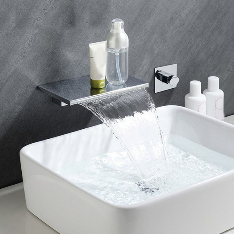 Modern Fixed Bathroom Faucet Wall Mounted Metal Tub Faucet Trim Chrome Clearhalo 'Bathroom Remodel & Bathroom Fixtures' 'Bathtub Faucets' 'bathtub_faucets' 'Home Improvement' 'home_improvement' 'home_improvement_bathtub_faucets' 7031729