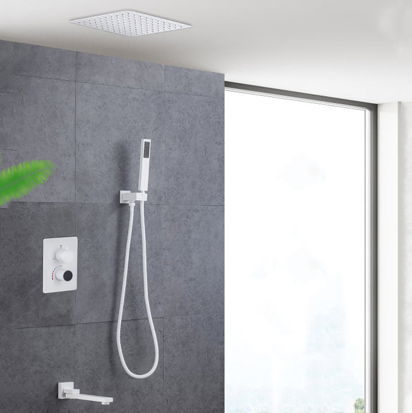 Modern Pressure Balanced Shower Faucet Square Constant Temperature Shower System on Wall Clearhalo 'Bathroom Remodel & Bathroom Fixtures' 'Home Improvement' 'home_improvement' 'home_improvement_shower_faucets' 'Shower Faucets & Systems' 'shower_faucets' 'Showers & Bathtubs Plumbing' 'Showers & Bathtubs' 7031768