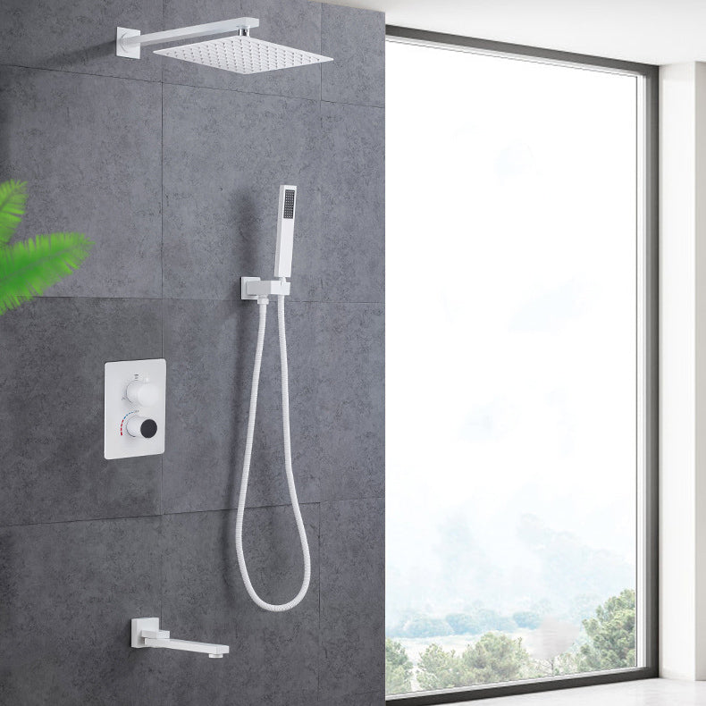 Modern Pressure Balanced Shower Faucet Square Constant Temperature Shower System on Wall Clearhalo 'Bathroom Remodel & Bathroom Fixtures' 'Home Improvement' 'home_improvement' 'home_improvement_shower_faucets' 'Shower Faucets & Systems' 'shower_faucets' 'Showers & Bathtubs Plumbing' 'Showers & Bathtubs' 7031775