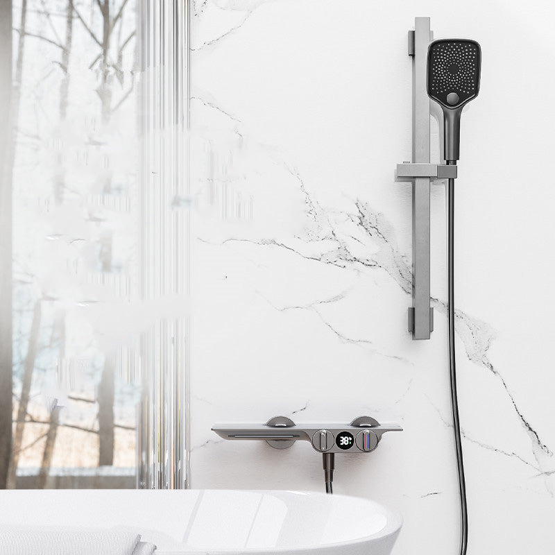 Wall Mounted Shower Combo Temperature Control Shower System with Thermostatic Clearhalo 'Bathroom Remodel & Bathroom Fixtures' 'Home Improvement' 'home_improvement' 'home_improvement_shower_faucets' 'Shower Faucets & Systems' 'shower_faucets' 'Showers & Bathtubs Plumbing' 'Showers & Bathtubs' 7031840