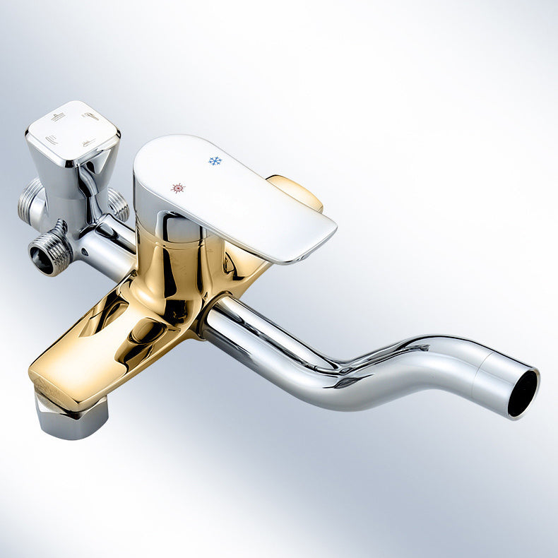 Brass Shower System Temperature Control Wall Mounted Shower Combo with Valve Clearhalo 'Bathroom Remodel & Bathroom Fixtures' 'Home Improvement' 'home_improvement' 'home_improvement_shower_faucets' 'Shower Faucets & Systems' 'shower_faucets' 'Showers & Bathtubs Plumbing' 'Showers & Bathtubs' 7031862