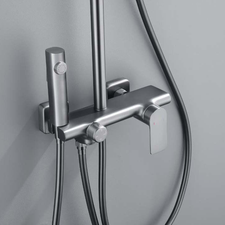 Temperature Control Shower System Valve Included Brass Wall Mounted Shower Combo Clearhalo 'Bathroom Remodel & Bathroom Fixtures' 'Home Improvement' 'home_improvement' 'home_improvement_shower_faucets' 'Shower Faucets & Systems' 'shower_faucets' 'Showers & Bathtubs Plumbing' 'Showers & Bathtubs' 7031868