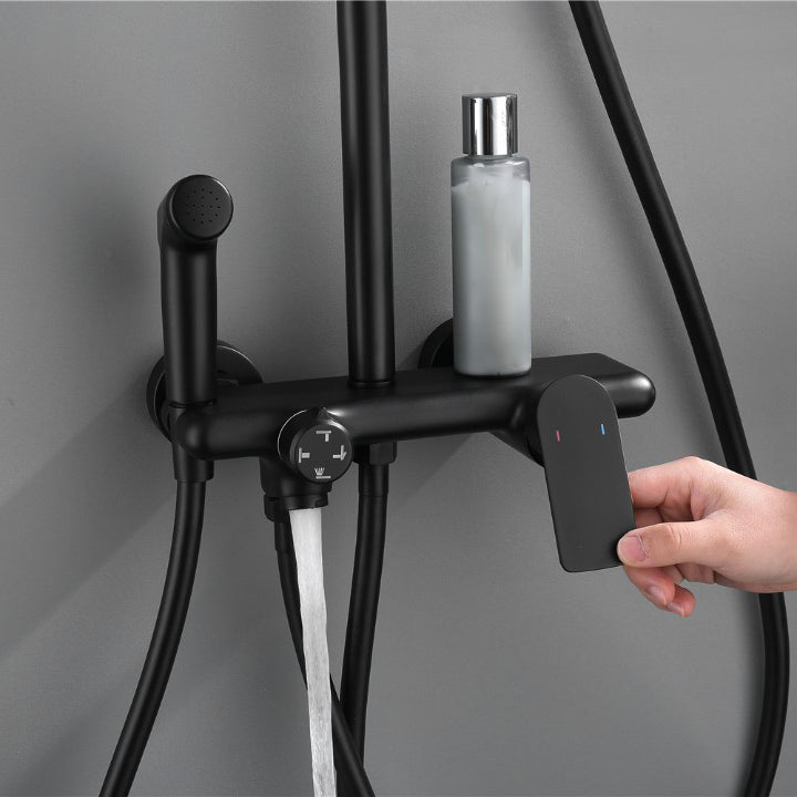 Temperature Control Shower System Valve Included Brass Wall Mounted Shower Combo Clearhalo 'Bathroom Remodel & Bathroom Fixtures' 'Home Improvement' 'home_improvement' 'home_improvement_shower_faucets' 'Shower Faucets & Systems' 'shower_faucets' 'Showers & Bathtubs Plumbing' 'Showers & Bathtubs' 7031870