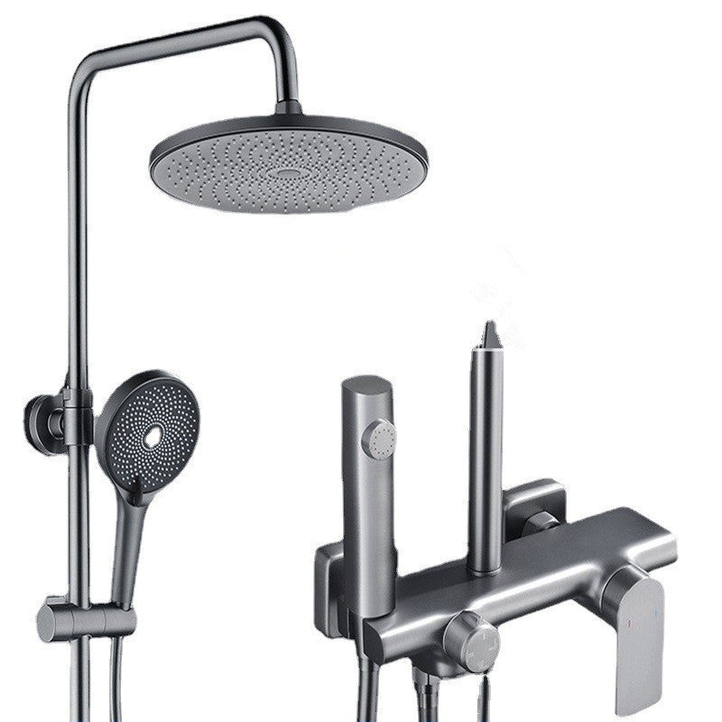 Temperature Control Shower System Valve Included Brass Wall Mounted Shower Combo Clearhalo 'Bathroom Remodel & Bathroom Fixtures' 'Home Improvement' 'home_improvement' 'home_improvement_shower_faucets' 'Shower Faucets & Systems' 'shower_faucets' 'Showers & Bathtubs Plumbing' 'Showers & Bathtubs' 7031874