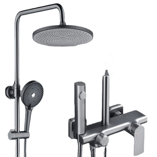 Temperature Control Shower System Valve Included Brass Wall Mounted Shower Combo Clearhalo 'Bathroom Remodel & Bathroom Fixtures' 'Home Improvement' 'home_improvement' 'home_improvement_shower_faucets' 'Shower Faucets & Systems' 'shower_faucets' 'Showers & Bathtubs Plumbing' 'Showers & Bathtubs' 7031874