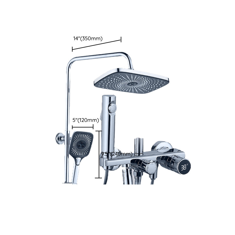Temperature Control Shower System Valve Included Brass Wall Mounted Shower Combo Clearhalo 'Bathroom Remodel & Bathroom Fixtures' 'Home Improvement' 'home_improvement' 'home_improvement_shower_faucets' 'Shower Faucets & Systems' 'shower_faucets' 'Showers & Bathtubs Plumbing' 'Showers & Bathtubs' 7031887