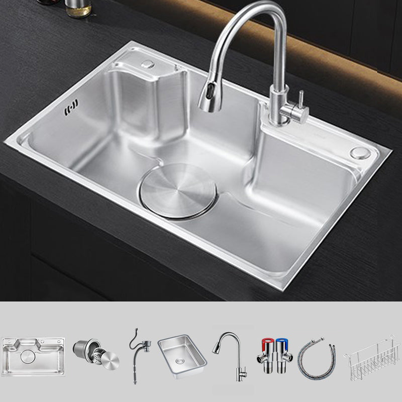 Modern Stainless Steel Sink Overflow Hole Kitchen Sink with Drain Strainer Kit 31.5"L x 18.9"W x 8.7"H Sink with Faucet Pull Out Faucet Clearhalo 'Home Improvement' 'home_improvement' 'home_improvement_kitchen_sinks' 'Kitchen Remodel & Kitchen Fixtures' 'Kitchen Sinks & Faucet Components' 'Kitchen Sinks' 'kitchen_sinks' 7031942