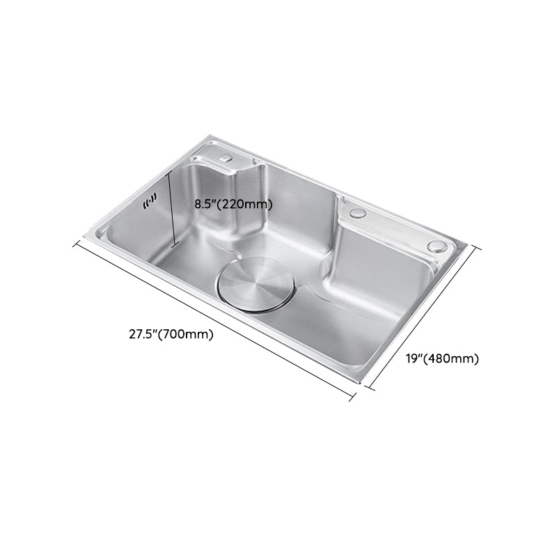 Modern Stainless Steel Sink Overflow Hole Kitchen Sink with Drain Strainer Kit Clearhalo 'Home Improvement' 'home_improvement' 'home_improvement_kitchen_sinks' 'Kitchen Remodel & Kitchen Fixtures' 'Kitchen Sinks & Faucet Components' 'Kitchen Sinks' 'kitchen_sinks' 7031950