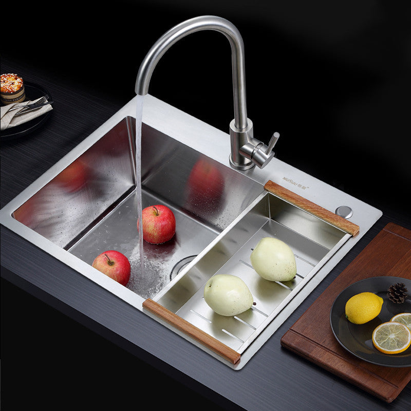 Single Bowl Kitchen Sink Stainless Steel Kitchen Sink(Not Included Faucet) Clearhalo 'Home Improvement' 'home_improvement' 'home_improvement_kitchen_sinks' 'Kitchen Remodel & Kitchen Fixtures' 'Kitchen Sinks & Faucet Components' 'Kitchen Sinks' 'kitchen_sinks' 7031968