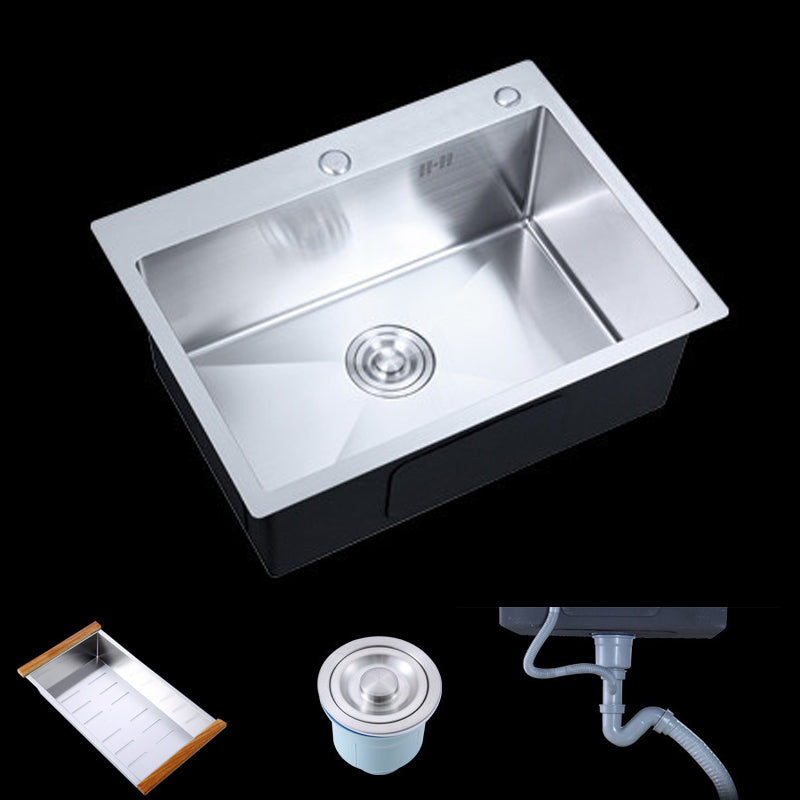 Single Bowl Kitchen Sink Stainless Steel Kitchen Sink(Not Included Faucet) Stainless Steel 304 Clearhalo 'Home Improvement' 'home_improvement' 'home_improvement_kitchen_sinks' 'Kitchen Remodel & Kitchen Fixtures' 'Kitchen Sinks & Faucet Components' 'Kitchen Sinks' 'kitchen_sinks' 7031969