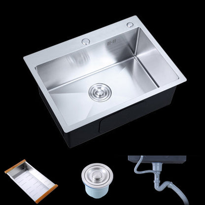 Single Bowl Kitchen Sink Stainless Steel Kitchen Sink(Not Included Faucet) Stainless Steel 304 Clearhalo 'Home Improvement' 'home_improvement' 'home_improvement_kitchen_sinks' 'Kitchen Remodel & Kitchen Fixtures' 'Kitchen Sinks & Faucet Components' 'Kitchen Sinks' 'kitchen_sinks' 7031969