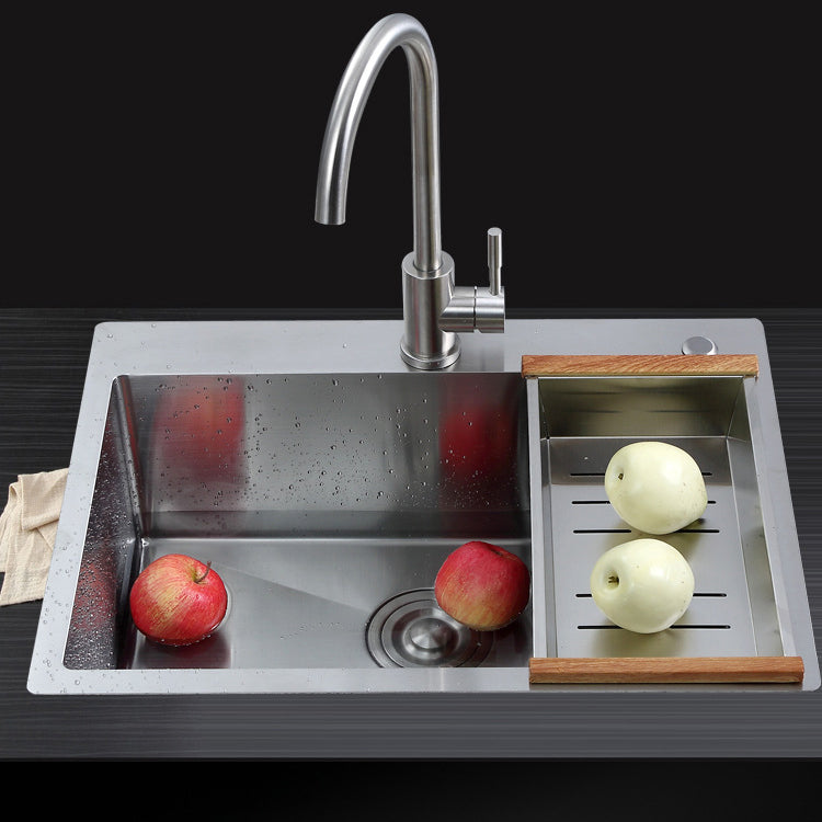 Single Bowl Kitchen Sink Stainless Steel Kitchen Sink(Not Included Faucet) Clearhalo 'Home Improvement' 'home_improvement' 'home_improvement_kitchen_sinks' 'Kitchen Remodel & Kitchen Fixtures' 'Kitchen Sinks & Faucet Components' 'Kitchen Sinks' 'kitchen_sinks' 7031971
