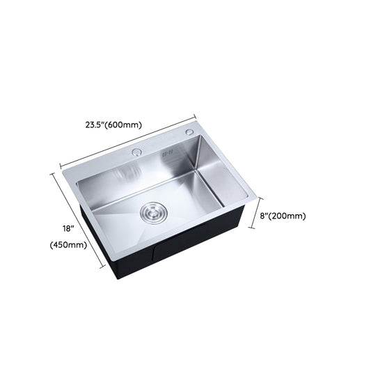 Single Bowl Kitchen Sink Stainless Steel Kitchen Sink(Not Included Faucet) Clearhalo 'Home Improvement' 'home_improvement' 'home_improvement_kitchen_sinks' 'Kitchen Remodel & Kitchen Fixtures' 'Kitchen Sinks & Faucet Components' 'Kitchen Sinks' 'kitchen_sinks' 7031979