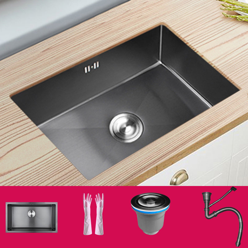 Classic Kitchen Sink Stainless Steel Black Workstation Sink with Faucet 20"L x 16"W x 8"H Sink Only None Clearhalo 'Home Improvement' 'home_improvement' 'home_improvement_kitchen_sinks' 'Kitchen Remodel & Kitchen Fixtures' 'Kitchen Sinks & Faucet Components' 'Kitchen Sinks' 'kitchen_sinks' 7031997