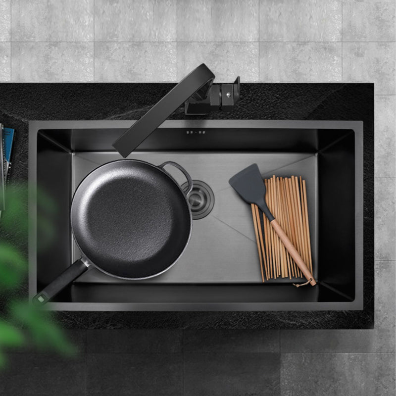 Classic Kitchen Sink Stainless Steel Black Workstation Sink with Faucet Clearhalo 'Home Improvement' 'home_improvement' 'home_improvement_kitchen_sinks' 'Kitchen Remodel & Kitchen Fixtures' 'Kitchen Sinks & Faucet Components' 'Kitchen Sinks' 'kitchen_sinks' 7031998