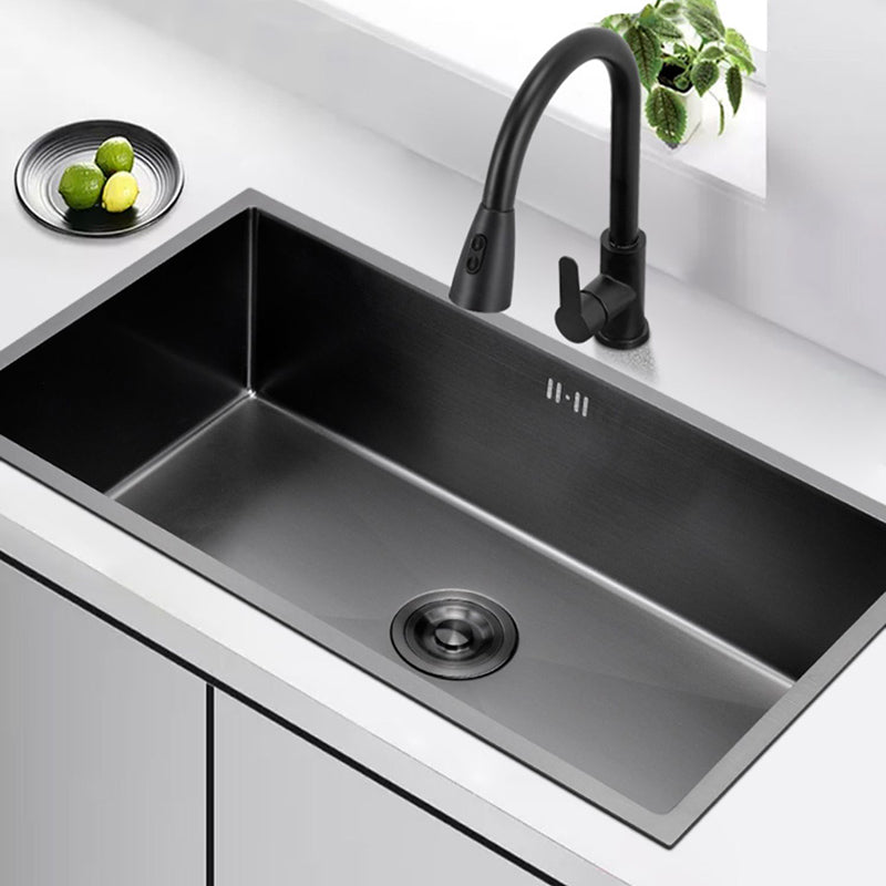 Classic Kitchen Sink Stainless Steel Black Workstation Sink with Faucet Clearhalo 'Home Improvement' 'home_improvement' 'home_improvement_kitchen_sinks' 'Kitchen Remodel & Kitchen Fixtures' 'Kitchen Sinks & Faucet Components' 'Kitchen Sinks' 'kitchen_sinks' 7032014