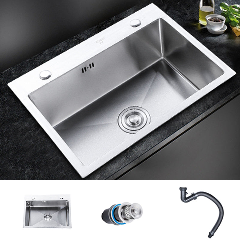 Classic Single Basin Sink Stainless Steel Kitchen Sink with Faucet and Soap Dispenser Sink Only None Clearhalo 'Home Improvement' 'home_improvement' 'home_improvement_kitchen_sinks' 'Kitchen Remodel & Kitchen Fixtures' 'Kitchen Sinks & Faucet Components' 'Kitchen Sinks' 'kitchen_sinks' 7032033