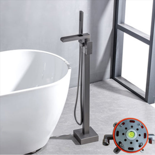 Floor Mounted Metal Freestanding Tub Filler One Handle Waterfall Freestanding Faucet Concealed Installation Clearhalo 'Bathroom Remodel & Bathroom Fixtures' 'Bathtub Faucets' 'bathtub_faucets' 'Home Improvement' 'home_improvement' 'home_improvement_bathtub_faucets' 7032255