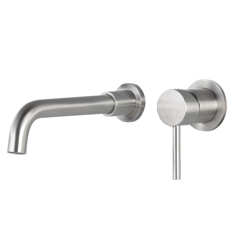 Modern Brass Roman Tub Faucet with 1 Lever Handles Tub Faucet Silver Fixed Clearhalo 'Bathroom Remodel & Bathroom Fixtures' 'Bathtub Faucets' 'bathtub_faucets' 'Home Improvement' 'home_improvement' 'home_improvement_bathtub_faucets' 7032279