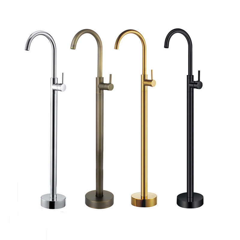 Floor Metal Freestanding Tub Filler Swivel Copper Freestanding Faucet Clearhalo 'Bathroom Remodel & Bathroom Fixtures' 'Bathtub Faucets' 'bathtub_faucets' 'Home Improvement' 'home_improvement' 'home_improvement_bathtub_faucets' 7032283
