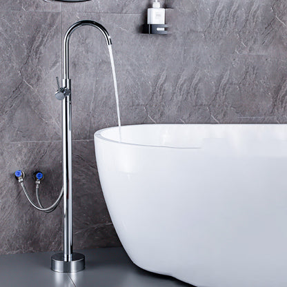 Floor Metal Freestanding Tub Filler Swivel Copper Freestanding Faucet Nickel Hand Shower Not Included Wall Clearhalo 'Bathroom Remodel & Bathroom Fixtures' 'Bathtub Faucets' 'bathtub_faucets' 'Home Improvement' 'home_improvement' 'home_improvement_bathtub_faucets' 7032290