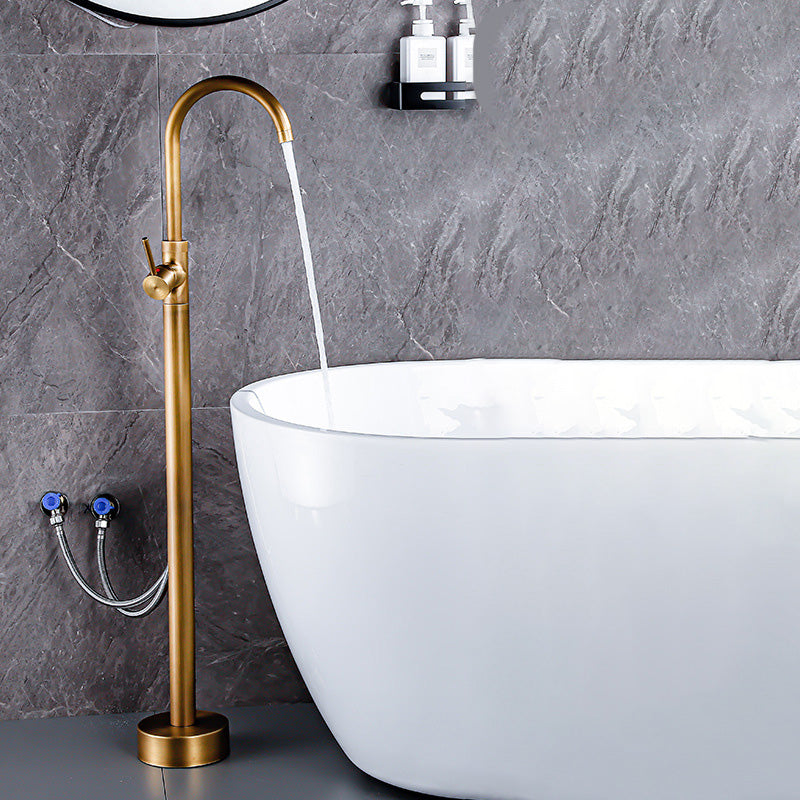 Floor Metal Freestanding Tub Filler Swivel Copper Freestanding Faucet Brass Hand Shower Not Included Wall Clearhalo 'Bathroom Remodel & Bathroom Fixtures' 'Bathtub Faucets' 'bathtub_faucets' 'Home Improvement' 'home_improvement' 'home_improvement_bathtub_faucets' 7032295
