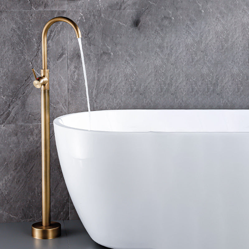 Floor Metal Freestanding Tub Filler Swivel Copper Freestanding Faucet Brass Hand Shower Not Included Ground Clearhalo 'Bathroom Remodel & Bathroom Fixtures' 'Bathtub Faucets' 'bathtub_faucets' 'Home Improvement' 'home_improvement' 'home_improvement_bathtub_faucets' 7032301