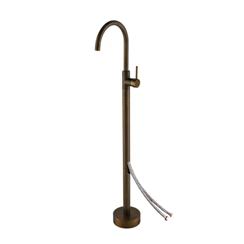 Floor Mounted Metal Freestanding Tub Filler One Handle Freestanding Tub Filler Trim Bronze Wall Clearhalo 'Bathroom Remodel & Bathroom Fixtures' 'Bathtub Faucets' 'bathtub_faucets' 'Home Improvement' 'home_improvement' 'home_improvement_bathtub_faucets' 7032312