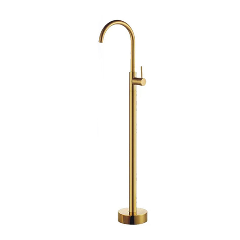 Floor Mounted Metal Freestanding Tub Filler One Handle Freestanding Tub Filler Trim Gold Clearhalo 'Bathroom Remodel & Bathroom Fixtures' 'Bathtub Faucets' 'bathtub_faucets' 'Home Improvement' 'home_improvement' 'home_improvement_bathtub_faucets' 7032321