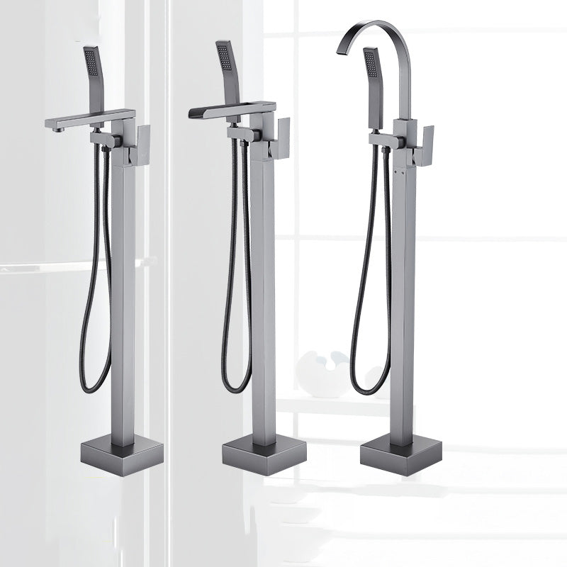 Floor Mounted Metal Freestanding Tub Filler Copper Freestanding Faucet with Hose Clearhalo 'Bathroom Remodel & Bathroom Fixtures' 'Bathtub Faucets' 'bathtub_faucets' 'Home Improvement' 'home_improvement' 'home_improvement_bathtub_faucets' 7032325